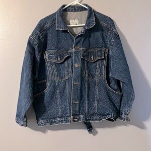 Vintage Venezia Dark Distressed Blue Jean Jacket Size 14/16